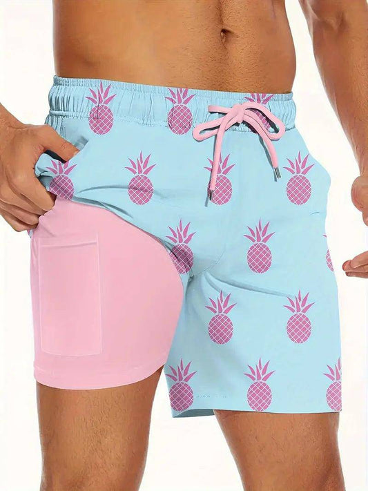 Men's Tropical Pineapple Print Shorts - SummerCentral