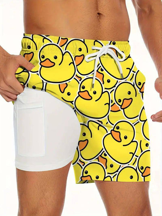 Men's Summer Beach Duck-Print Shorts - SummerCentral